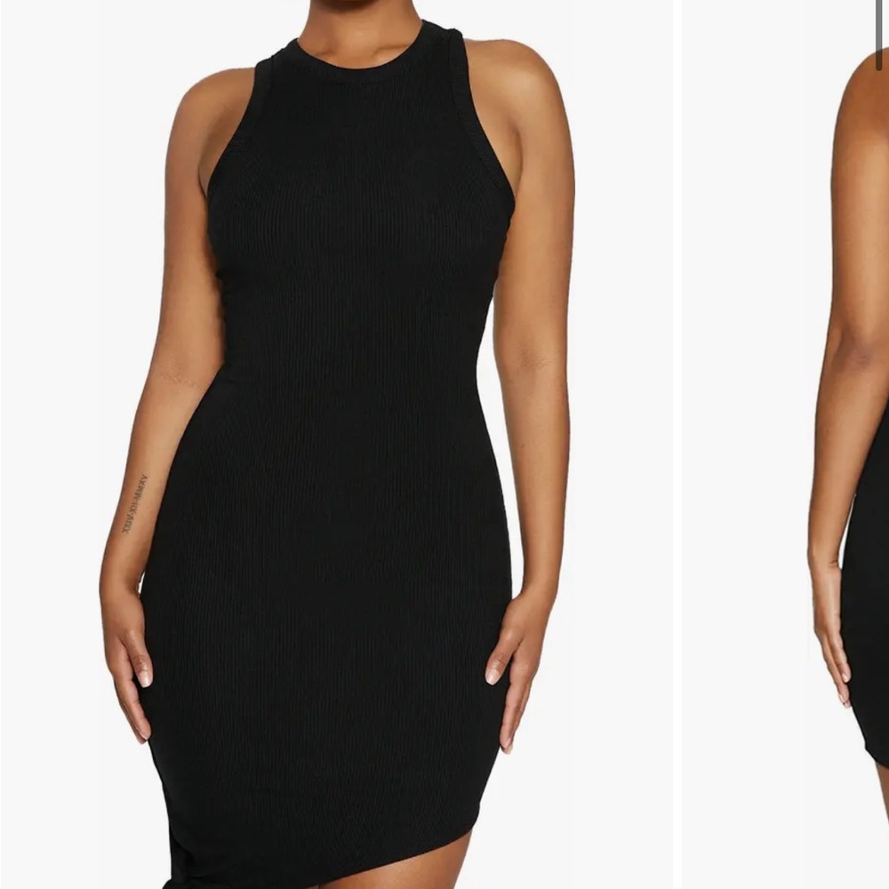 Side Tie Asymmetric Hem Tank Dress M knit